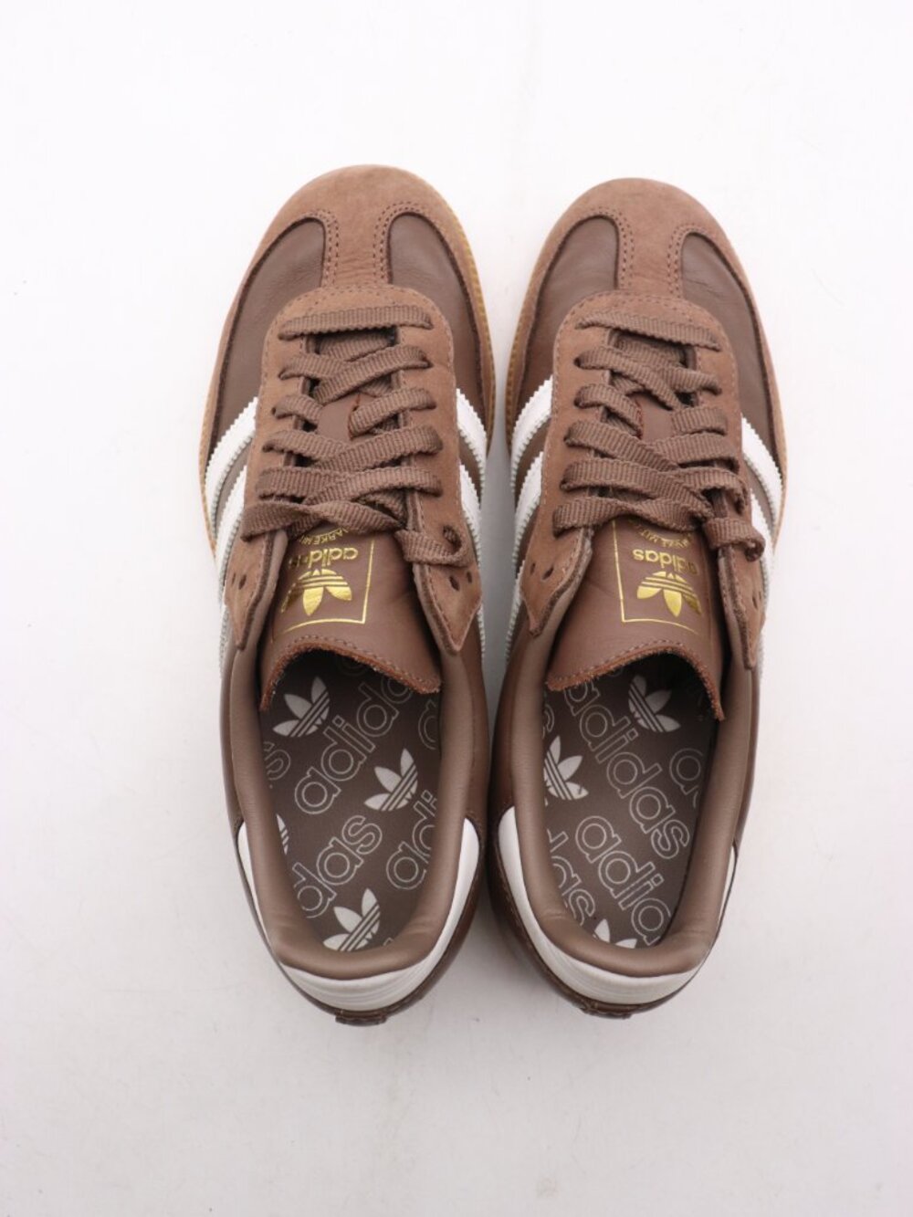 adidas Originals Samba OG Women's 8 Earth Strata Brown White Gold Sneaker IE6522 - Picture 7 of 10